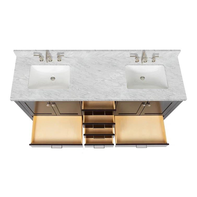 Cambridge Double Bathroom Vanity with Carrara Marble Top