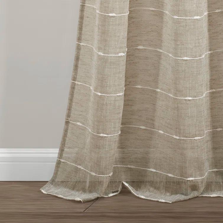 Farmhouse Textured Sheer Polyester Sheer Curtain Pair (Set of 2)