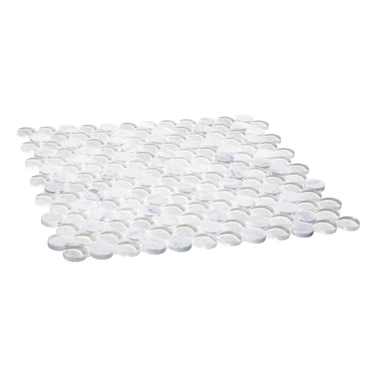 Space 3/4" Penny Round Glass & Natural Stone Mosaic Kitchen Backsplash, Bathroom, Shower, Wall and Floor Tile