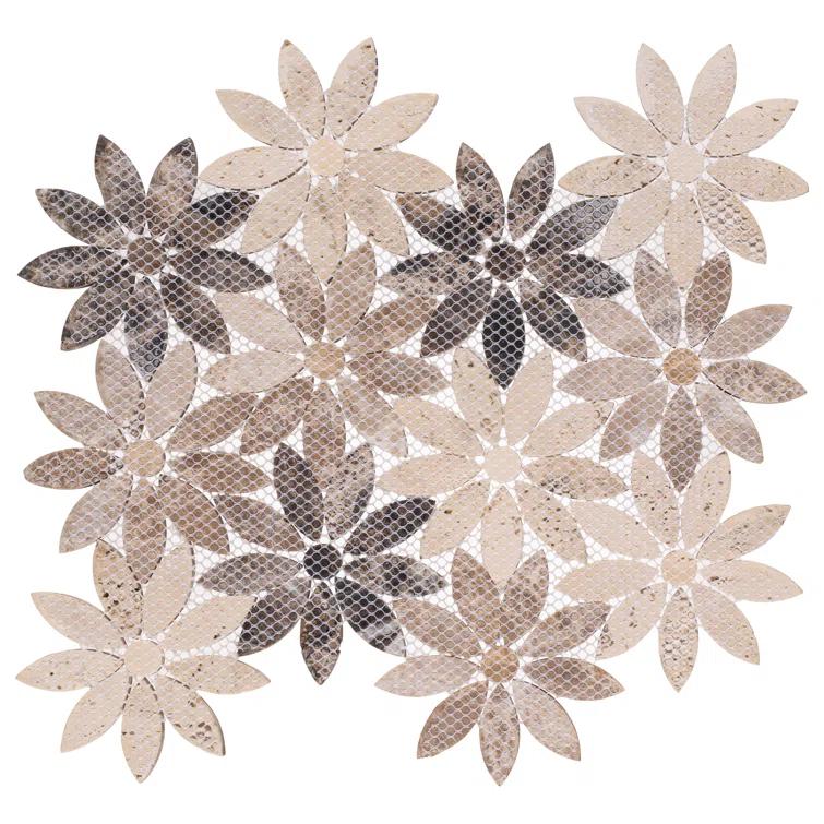 Fresh Novelty Flower Polished Natural Stones Wall & Floor Mosaic Tile