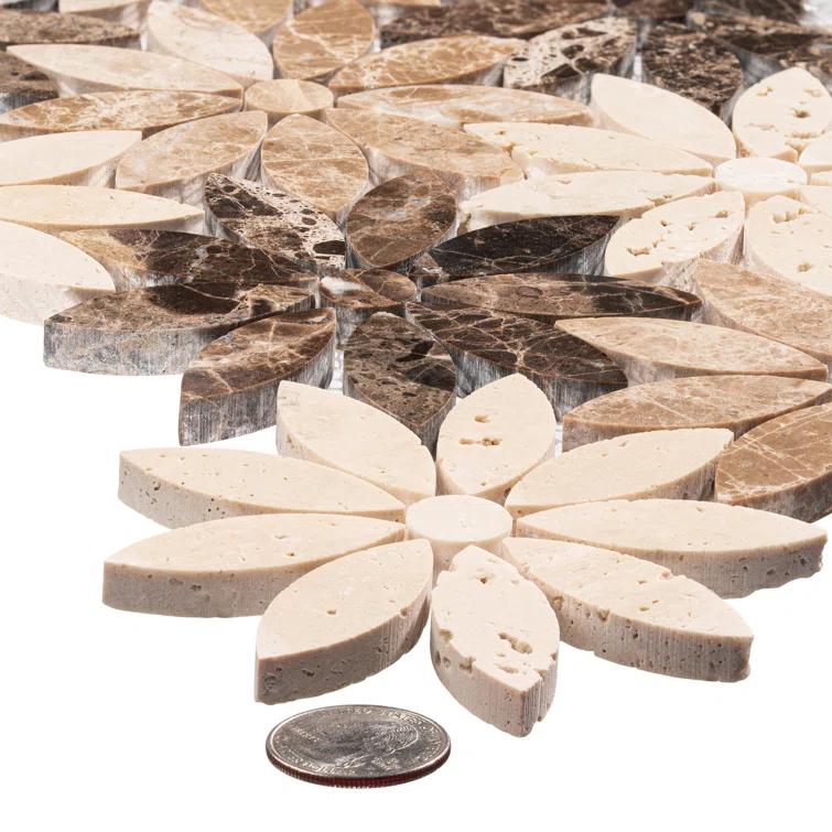 Fresh Novelty Flower Polished Natural Stones Wall & Floor Mosaic Tile