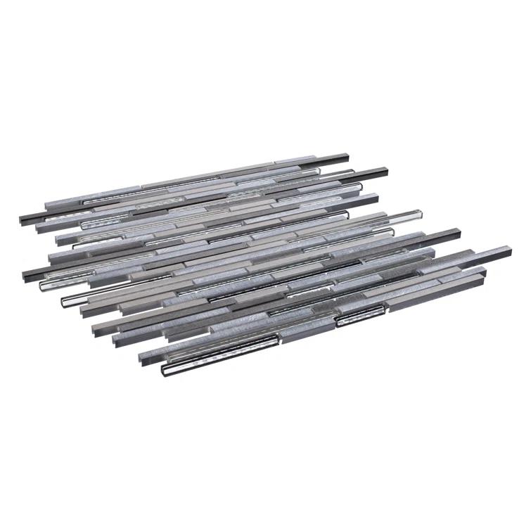 Klein- Bache Aluminum & Glass Random Brick Mosaic Kitchen Backsplash, Bathroom, Shower, Wall and Floor Tile