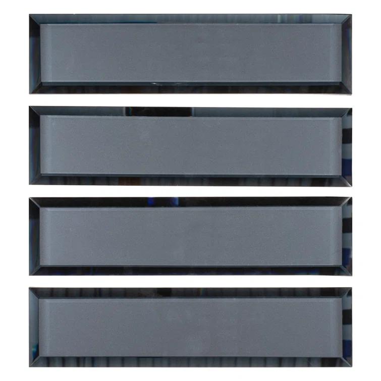 Vega 3" x 12" Beveled Glass Metal Look Subway Wall Tile