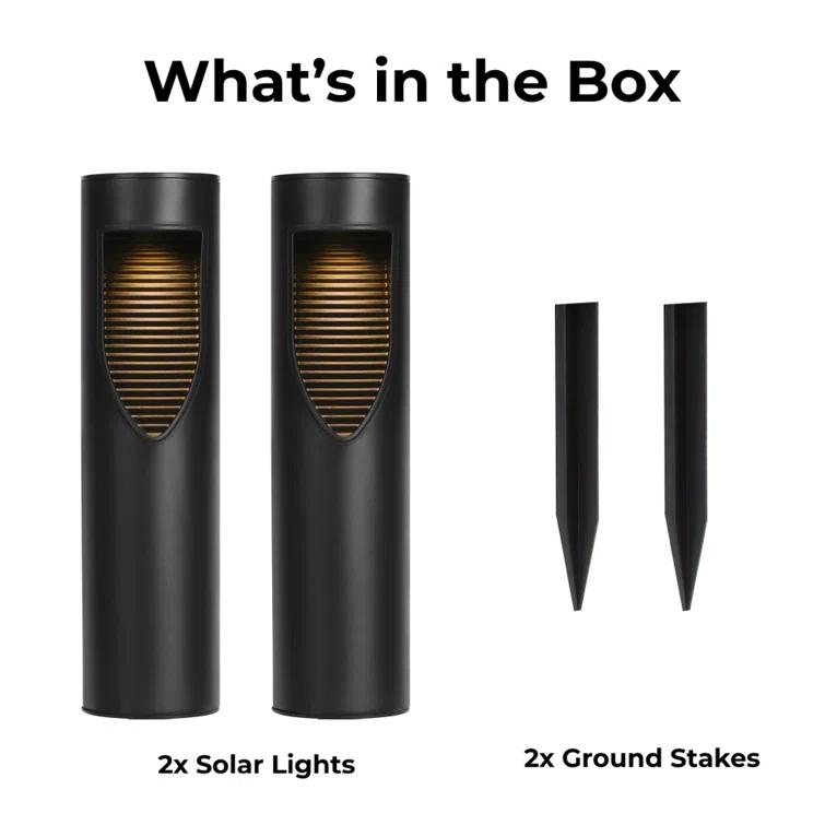 Techko 12.2" Solar Bollard LED Pathway Light (Set of 2)