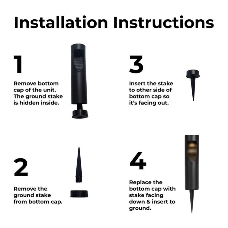 Techko 12.2" Solar Bollard LED Pathway Light (Set of 2)