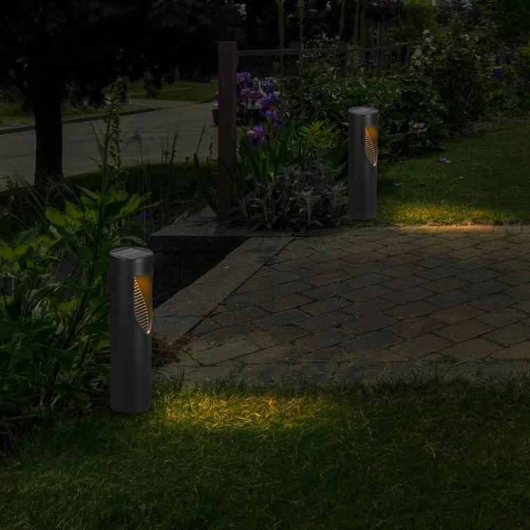 Techko 12.2" Solar Bollard LED Pathway Light (Set of 2)