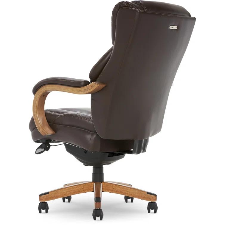 La-Z-Boy La-Z-Boy Harnett Big and Tall Executive Office Chair, Ergonomic High-Back Chair with Solid Wood Arms, ComfortCore with Memory Foam Cushions, Bonded Leather