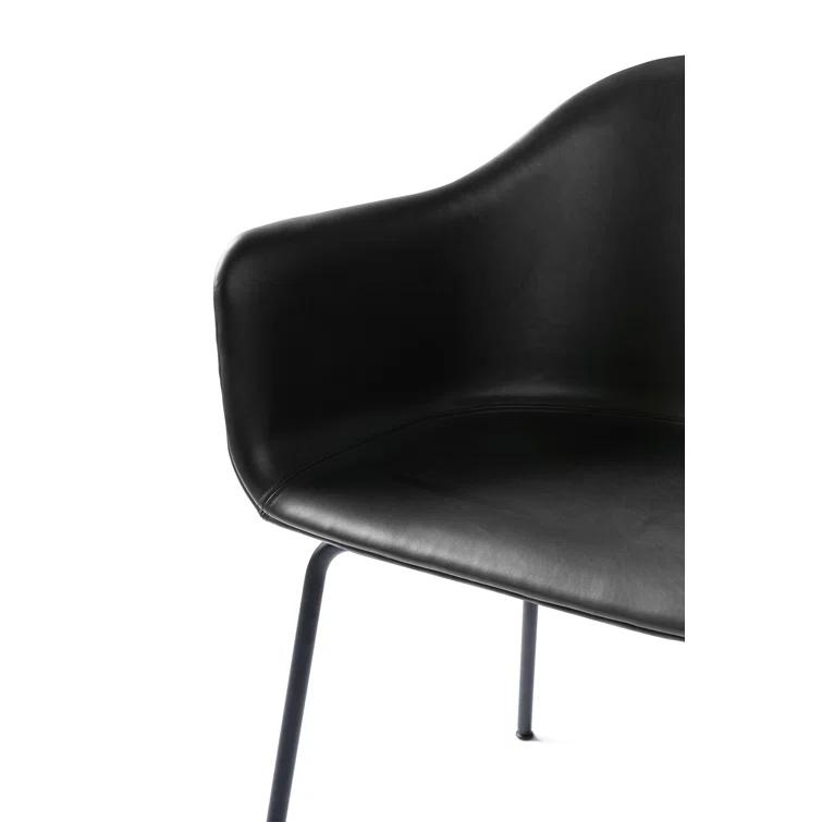 Dakar Black Genuine Leather & Metal High Back Arm Chair