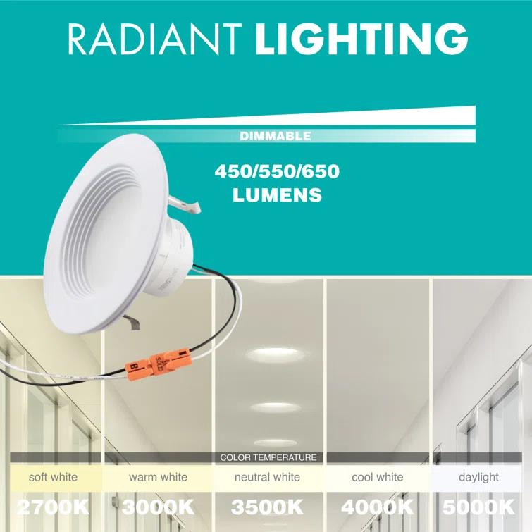 4-inch White Field-Adjustable Downlight Integrated LED Recessed Kit, 2700K Soft White to 5000K Daylight, 4-pack