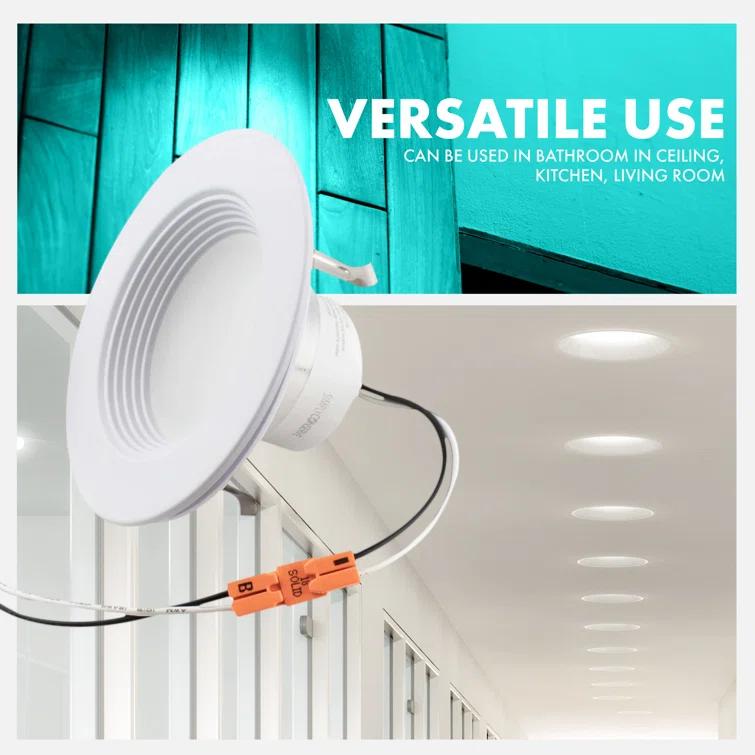 4-inch White Field-Adjustable Downlight Integrated LED Recessed Kit, 2700K Soft White to 5000K Daylight, 4-pack