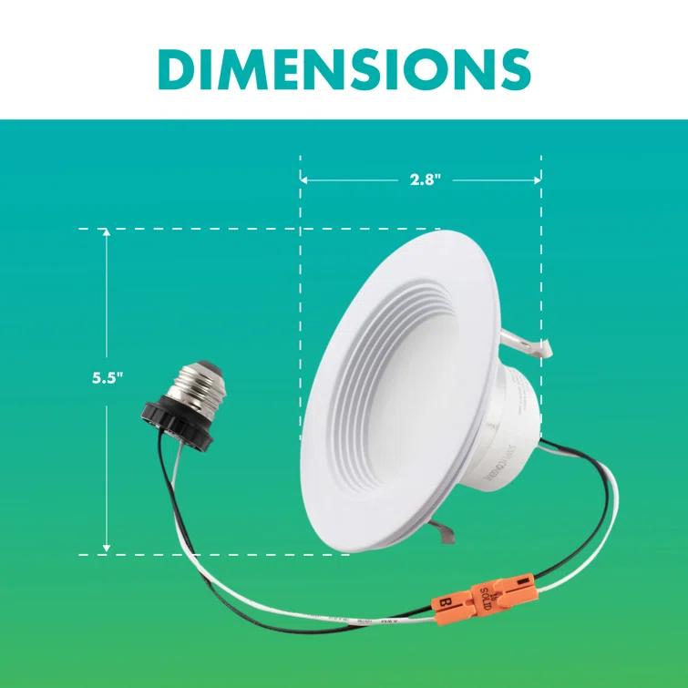4-inch White Field-Adjustable Downlight Integrated LED Recessed Kit, 2700K Soft White to 5000K Daylight, 4-pack