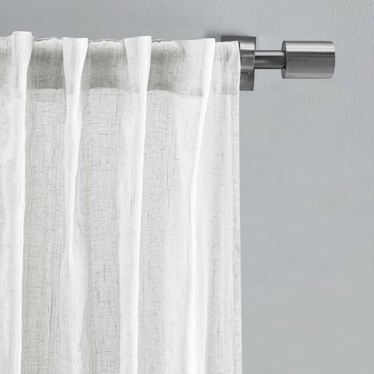 Textured Stripe Natural Curtain Panel Pair