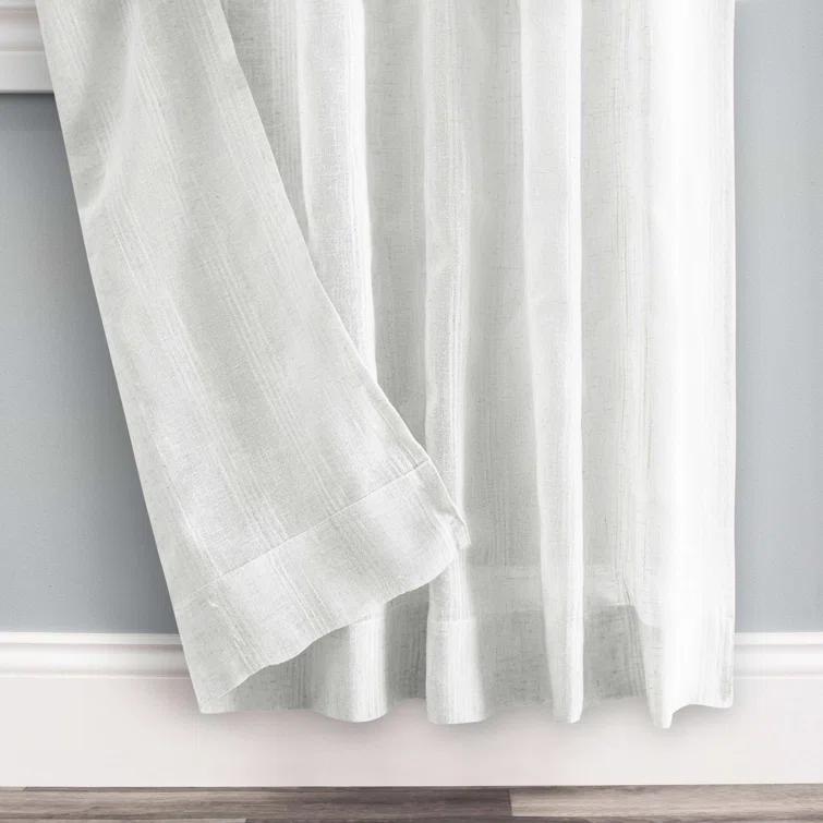 Textured Stripe Natural Curtain Panel Pair