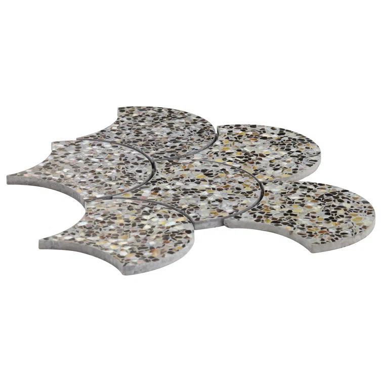 Shoal 5" Fishscale Terrazzo and Pearl Wall & Floor Mosaic Tile (0.74 Sq. Ft. / Sheet)