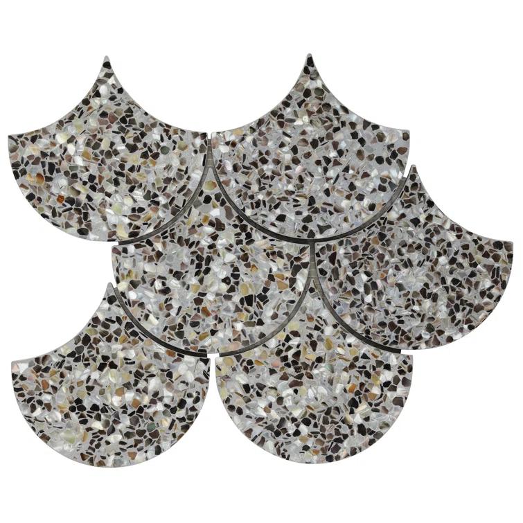 Shoal 5" Fishscale Terrazzo and Pearl Wall & Floor Mosaic Tile (0.74 Sq. Ft. / Sheet)