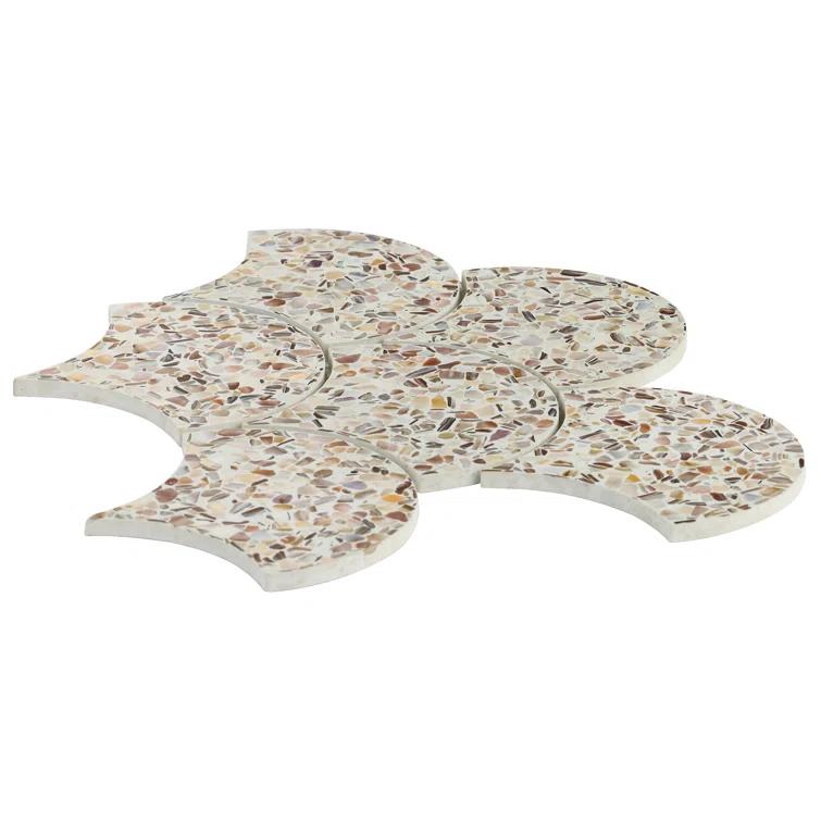 Shoal 5" Fishscale Terrazzo and Pearl Wall & Floor Mosaic Tile (0.74 Sq. Ft. / Sheet)