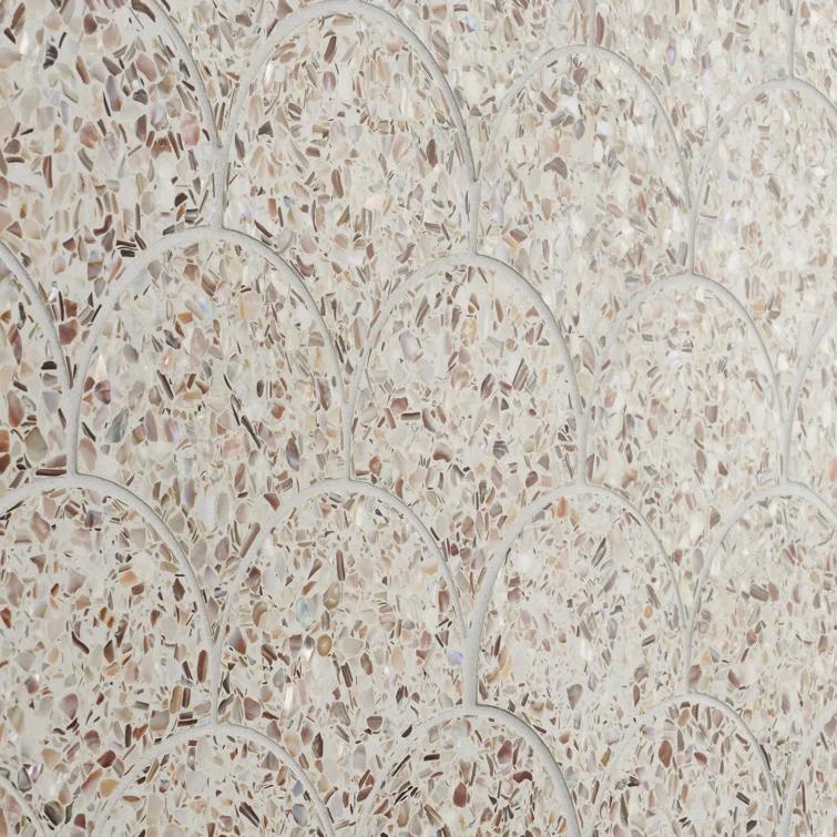 Shoal 5" Fishscale Terrazzo and Pearl Wall & Floor Mosaic Tile (0.74 Sq. Ft. / Sheet)