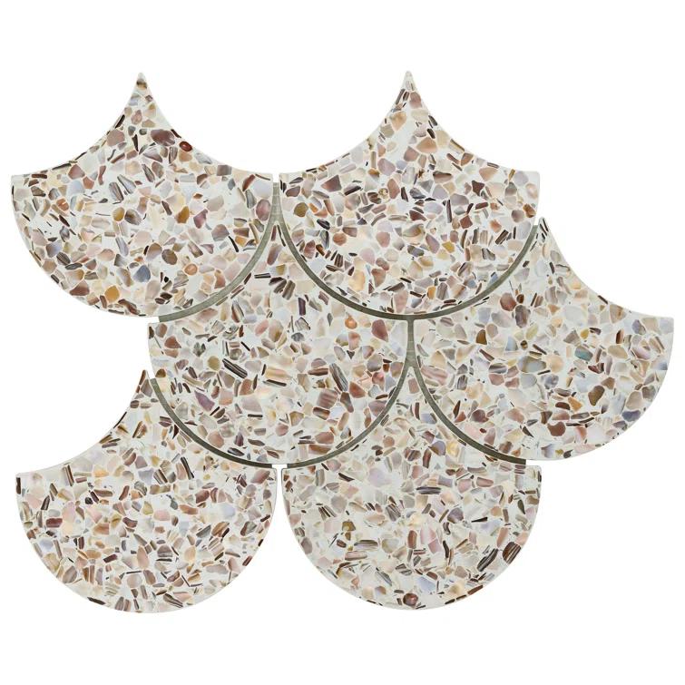 Shoal 5" Fishscale Terrazzo and Pearl Wall & Floor Mosaic Tile (0.74 Sq. Ft. / Sheet)