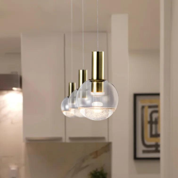 VONN Lighting Sienna 5-in Integrated LED Height Adjustable ETL Certified Pendant Light with Globe Shade