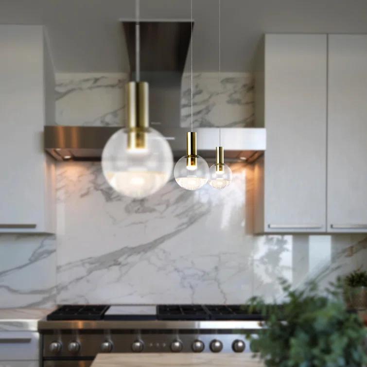 VONN Lighting Sienna 5-in Integrated LED Height Adjustable ETL Certified Pendant Light with Globe Shade