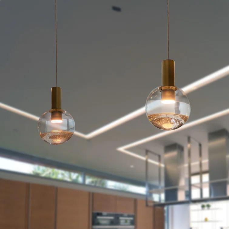 VONN Lighting Sienna 5-in Integrated LED Height Adjustable ETL Certified Pendant Light with Globe Shade