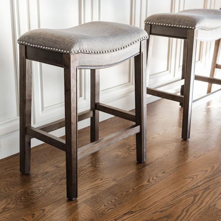 Maven Lane Maven Lane Adrien Backless Saddle Kitchen Stool with Fabric Upholstery