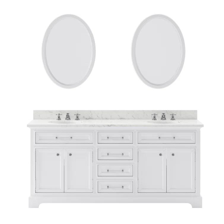 Water Creation Derby 60" Wood Double Bathroom Vanity in Pure White & Chrome