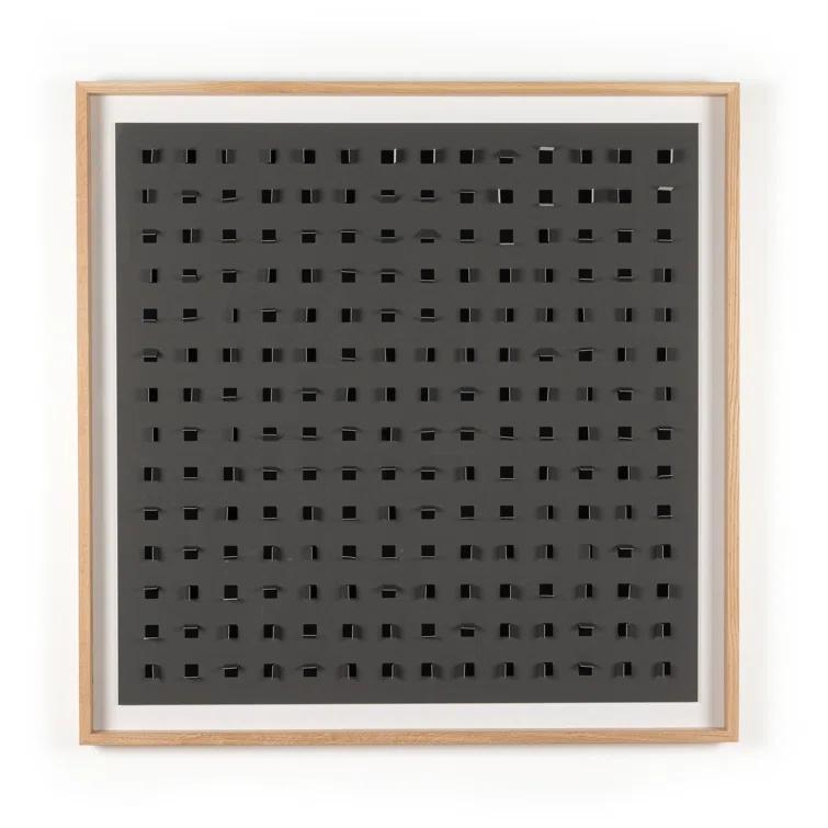Abstract Black and White Oak Framed Canvas Print