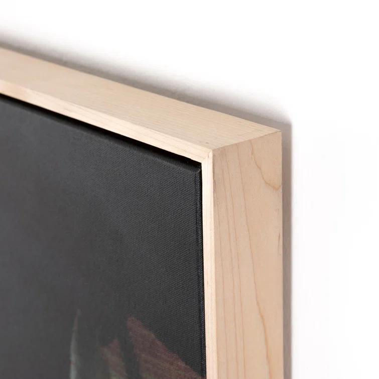 Abstract Natural Maple Framed Canvas Painting 30" x 20"