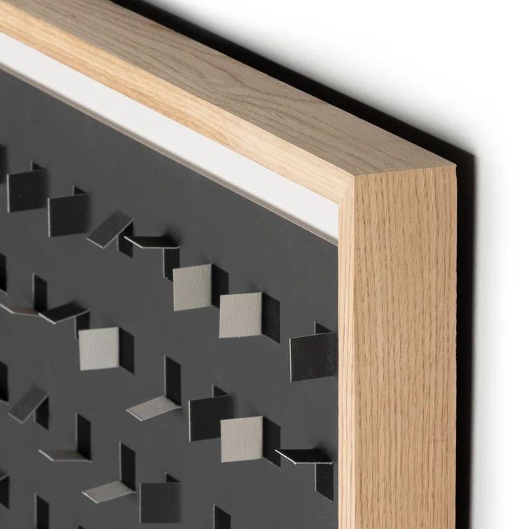 Abstract Black and White Oak Framed Canvas Print