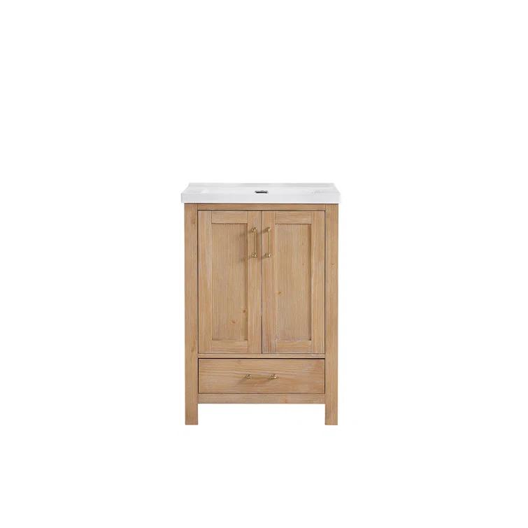 Gela 23.6'' Free-standing Single Bathroom Vanity with Ceramic Vanity Top