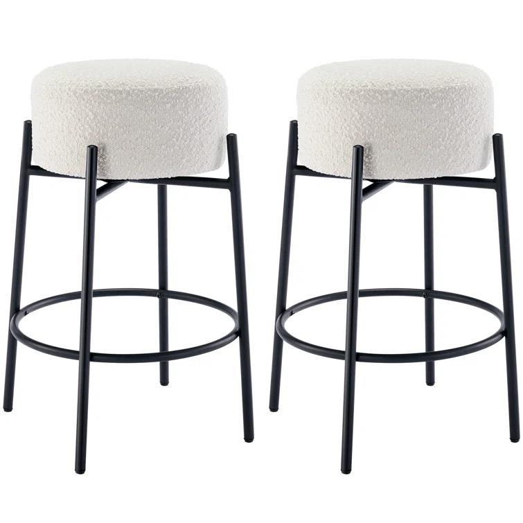 Swivel 26.7'' Boucle Counter Stool