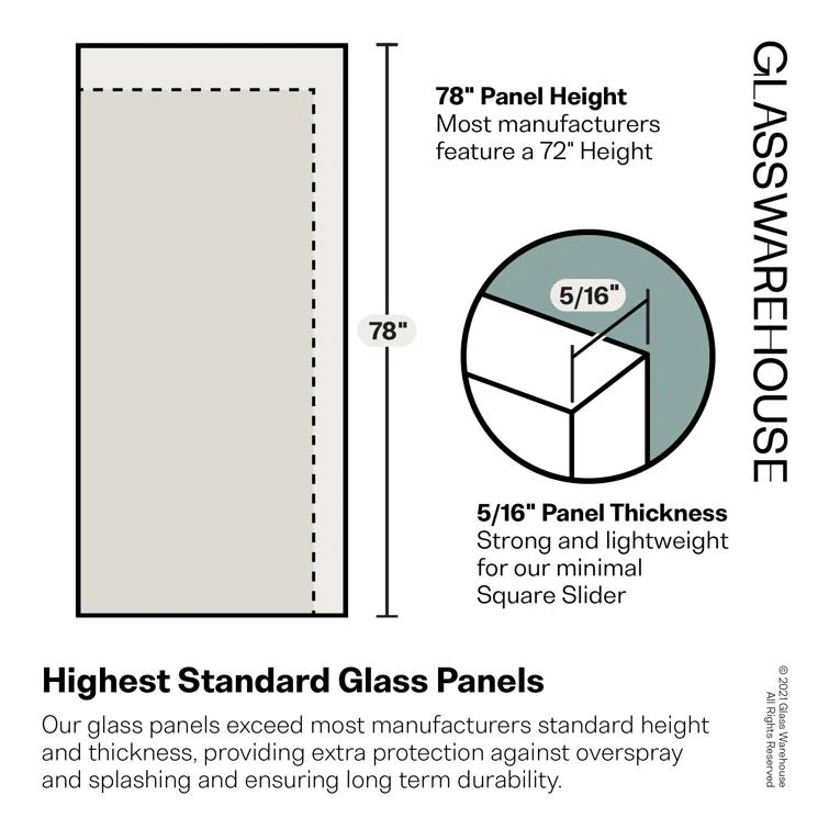 Astro 60 - 64 in. x 78 in. Fully Frameless Glass Sliding Shower Door