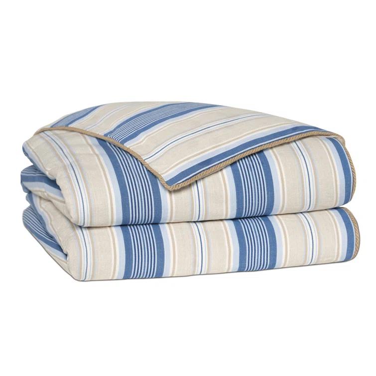 Eastern Accents Maritime Coastal Cotton Blend Striped Duvet Cover Set