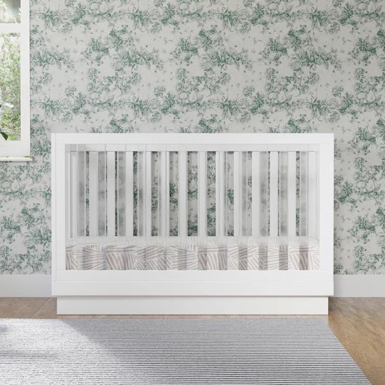 Babyletto Harlow White Acrylic 3-in-1 Convertible Baby Crib with Toddler Bed Conversion Kit