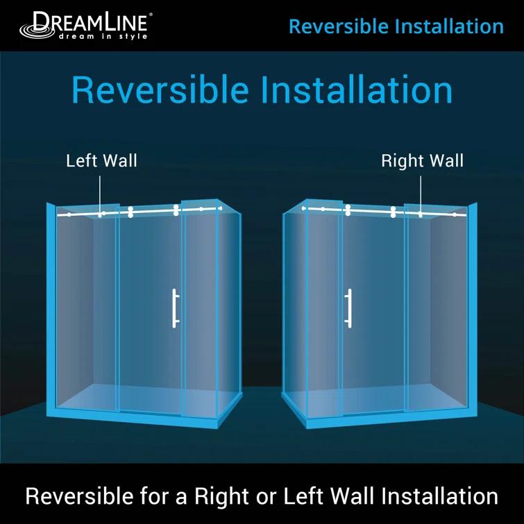 Enigma-XO 72.37" x 76" Sliding Frameless Shower Enclosure with ClearMax™ Technology