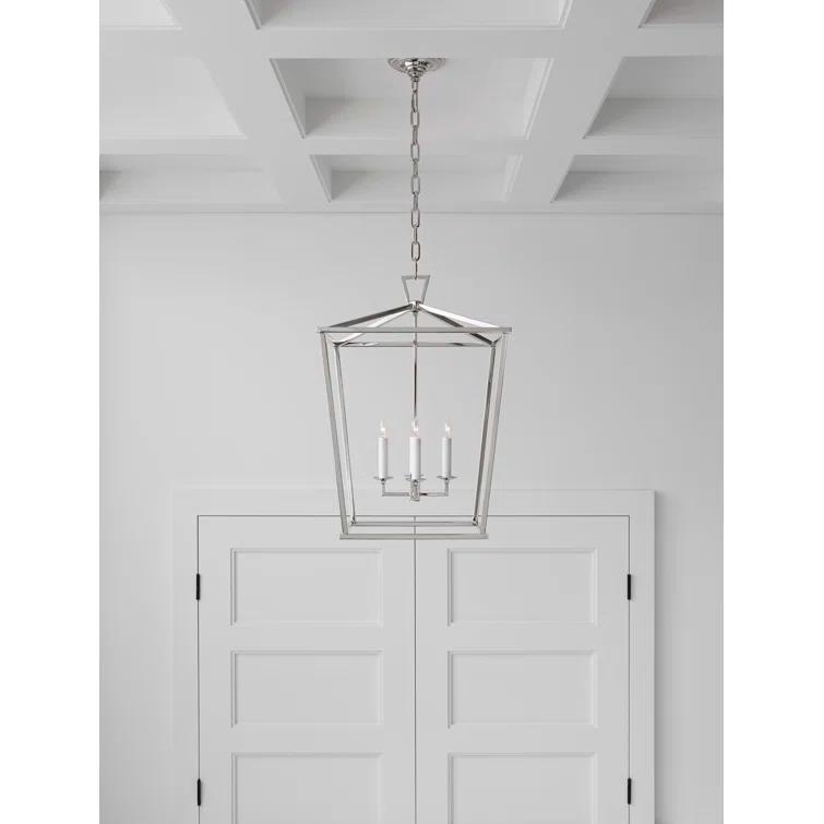 Darlana Medium Polished Nickel 4-Light Iron Lantern Chandelier