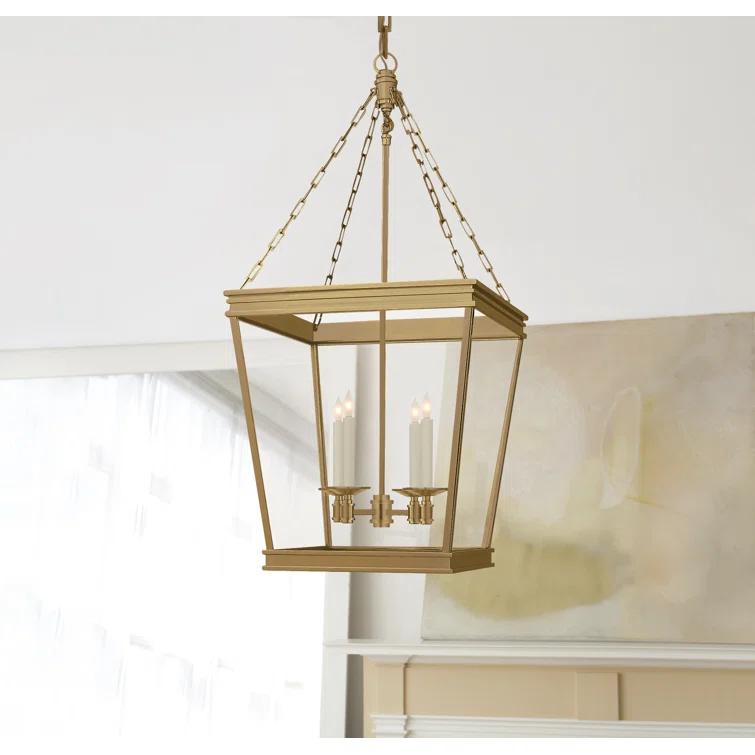 Antique Brass and Glass 34.5" Indoor/Outdoor Lantern Pendant