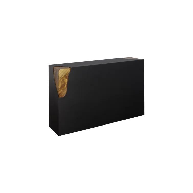 Cornered 48" Black Iron Console Table with Natural Wood Accent