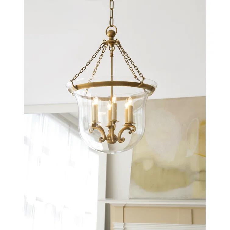 Bronze 6-Light Glass Bell Jar Chandelier
