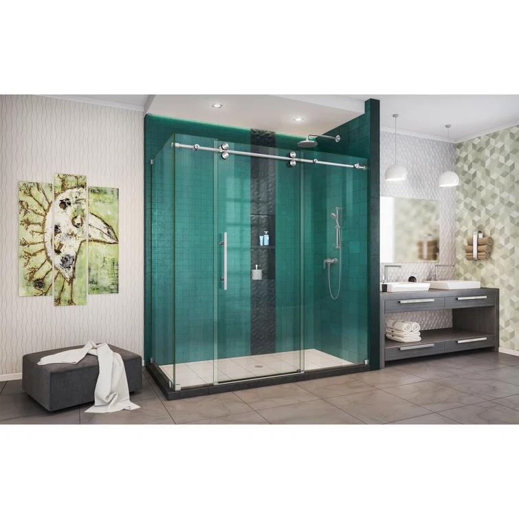 Enigma-XO 72.37" x 76" Sliding Frameless Shower Enclosure with ClearMax™ Technology