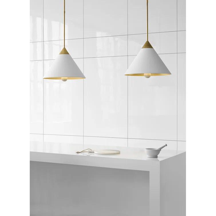 Antique-Burnished Brass 24" White Marble Pendant Light
