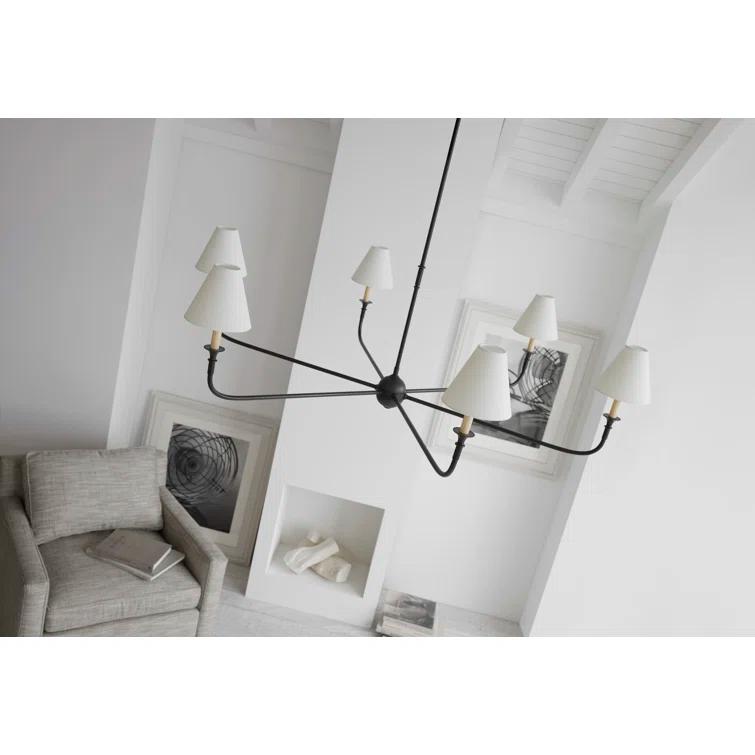 Aged Iron and Crystal 6-Light Candle Chandelier