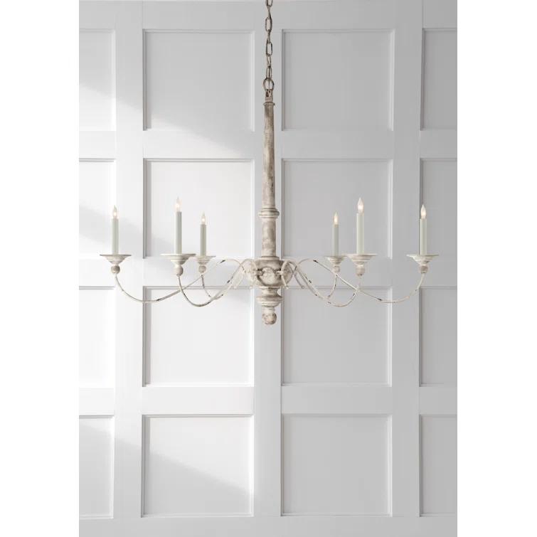 Elegant Belgian White 6-Light Crystal Candle Chandelier