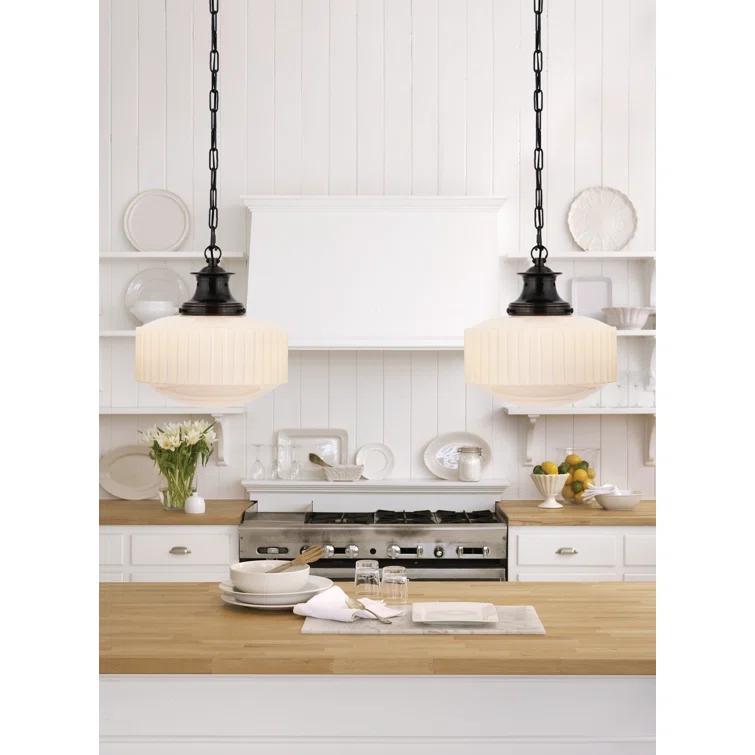 Hand-Rubbed Antique Brass and Ribbed Glass Flush Mount Light