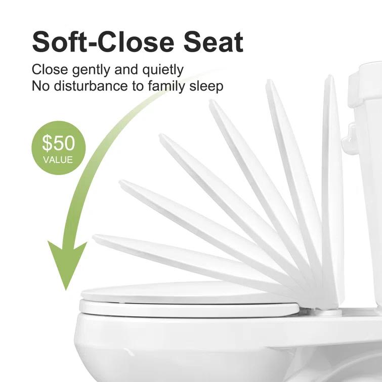 HOROW 1.28 GPF Round Chair Height Floor Mounted Two-Piece Toilet (Seat Included)