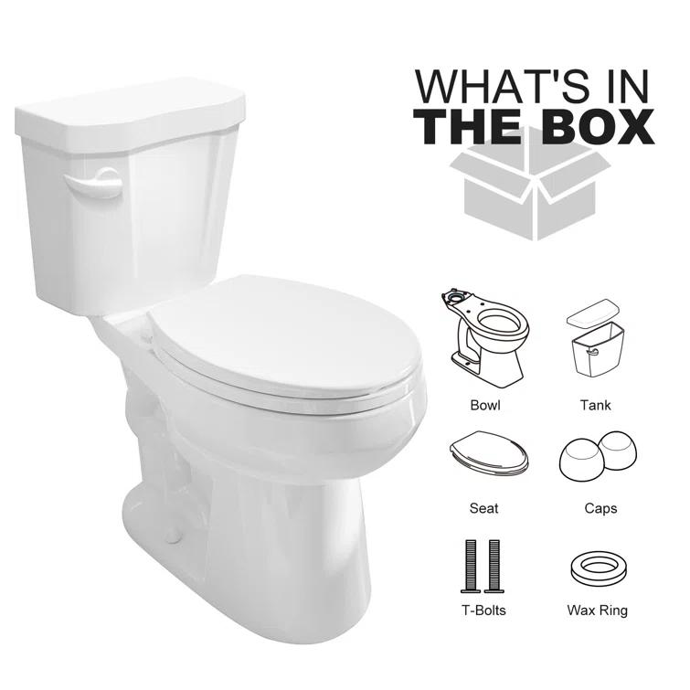 HOROW 1.28 GPF Round Chair Height Floor Mounted Two-Piece Toilet (Seat Included)