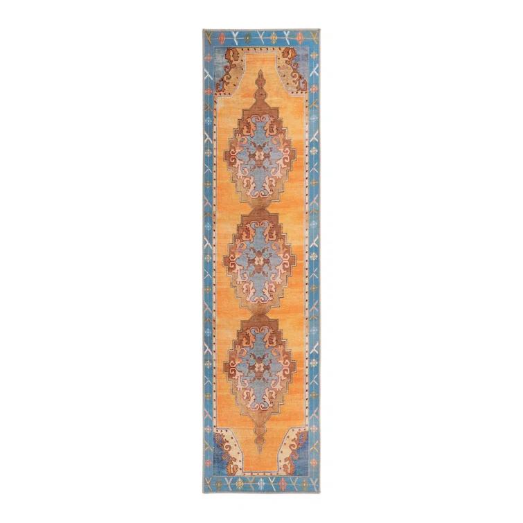 Machine Woven Chenille Area Rug in Orange