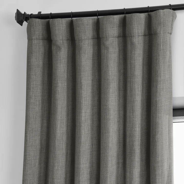 Textured Faux Linen Rod Pocket Room Darkening Curtains for Bedroom & Living Room Curtains - Single Panel Drapes
