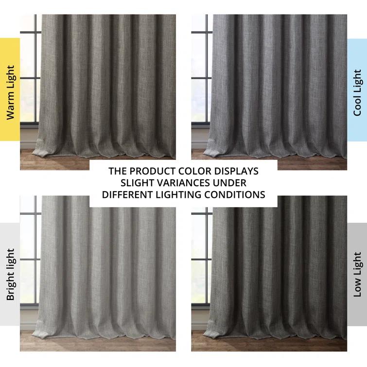 Textured Faux Linen Rod Pocket Room Darkening Curtains for Bedroom & Living Room Curtains - Single Panel Drapes